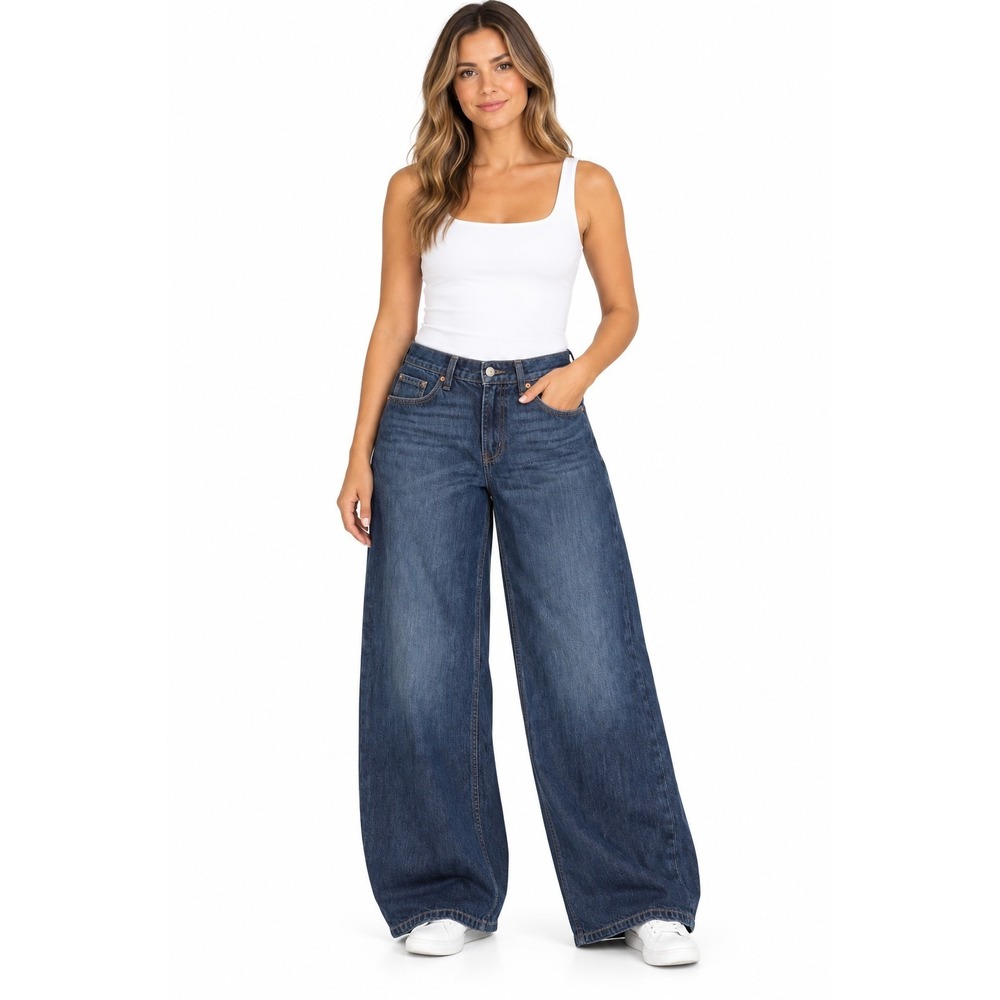 Old Navy Jeans High Rise Baggy Wide Leg Dark Wash Size 8P
